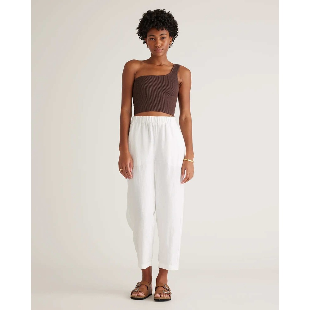 Quince 100% European Linen Pants Elastic Waist Straight Leg Womens L